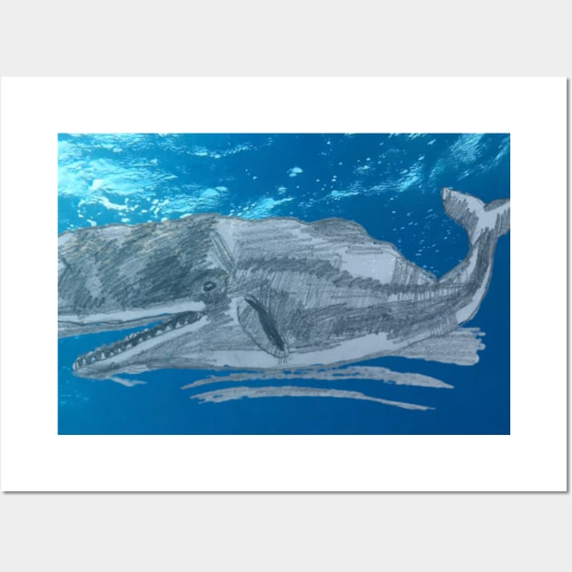 Cachalot by the Ocean Surface Wall Art by Mila-Ola_Art